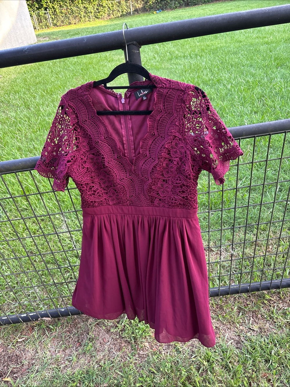 Lulu's Burgundy Crochet Lace Dress